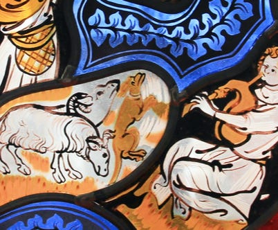 vitrail reproduction religieux annonciation bergers peinture verre restauration jura bourgogne franche comte atelier 630